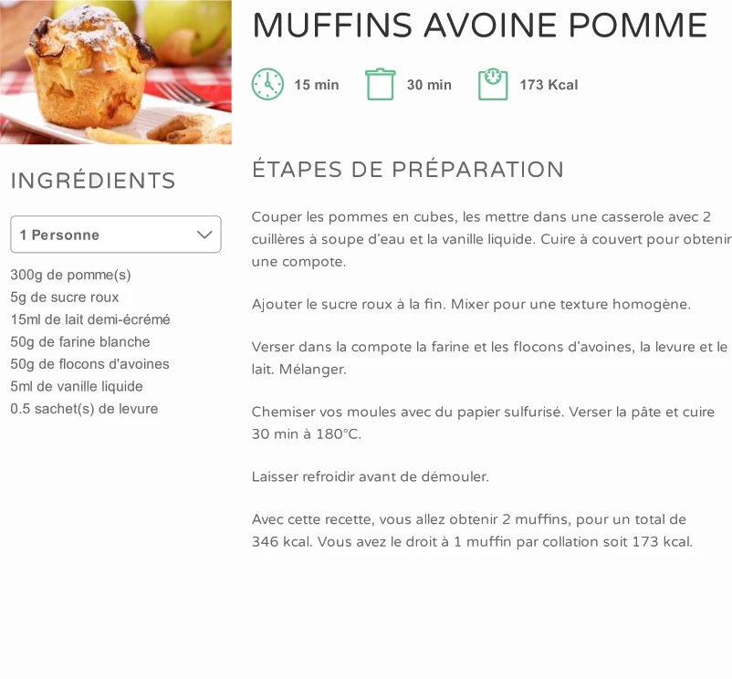 Muffins avoine et pommes