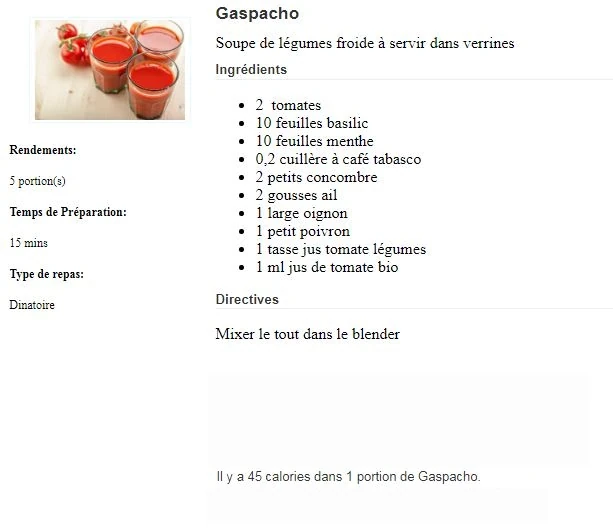GASPACHO TOMATE ET CONCOMBRE