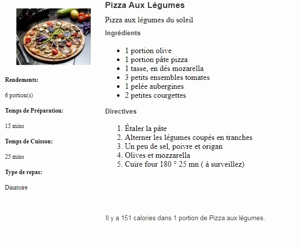 PIZZA AUX LÉGUMES