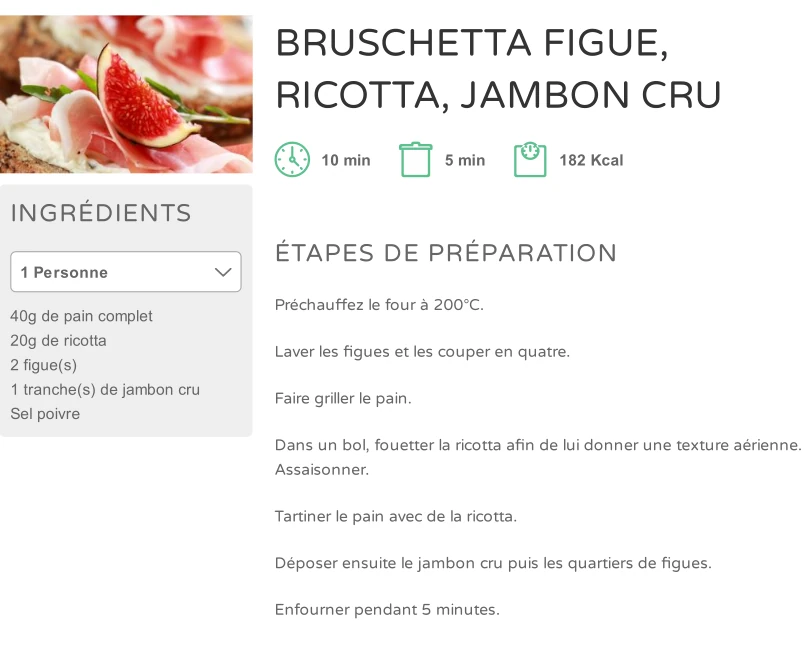 BRUSCHETTA FIGUE RICOTTA JAMBON CRU