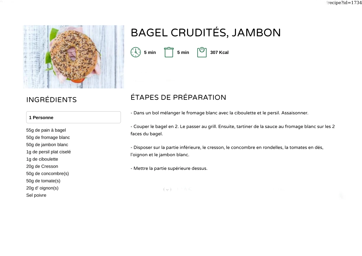 BAGEL CRUDITÉS JAMBON