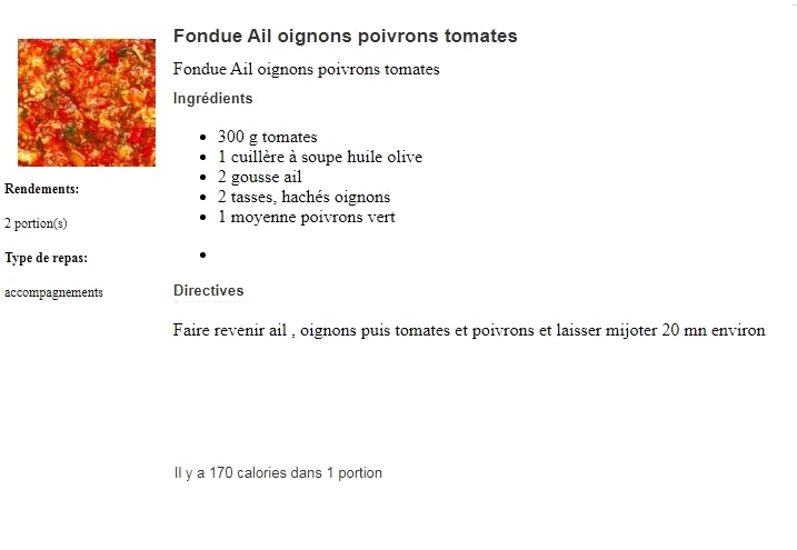 Fondue Ail Oignons Poivrons Tomates