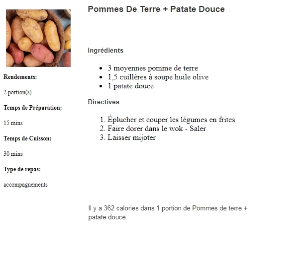 Pommes De Terre et Patate Douce