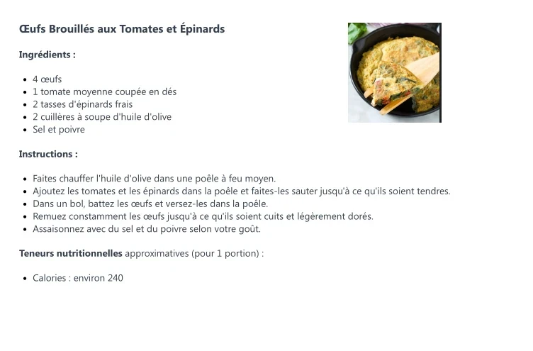 Œufs Brouillés aux Tomates et Épinards