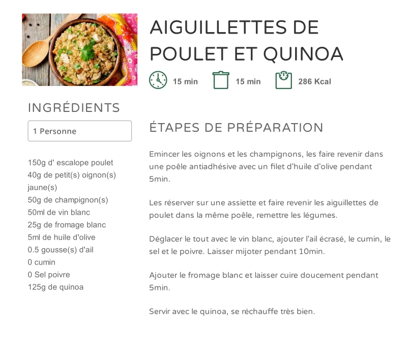 Aiguillettes de Poulet et Quinoa