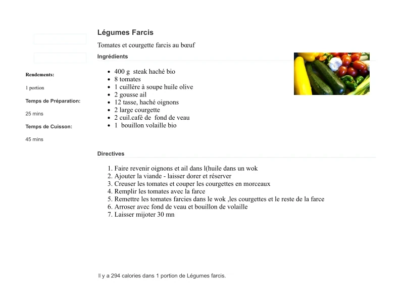 Tomates et Courgettes Farcies au Bœuf