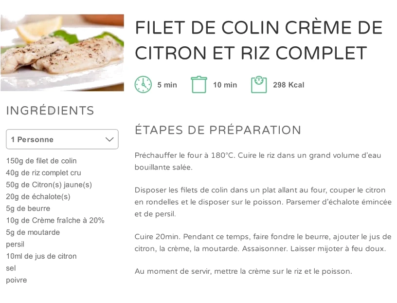 Filet de Colin au Citron et Riz Complet