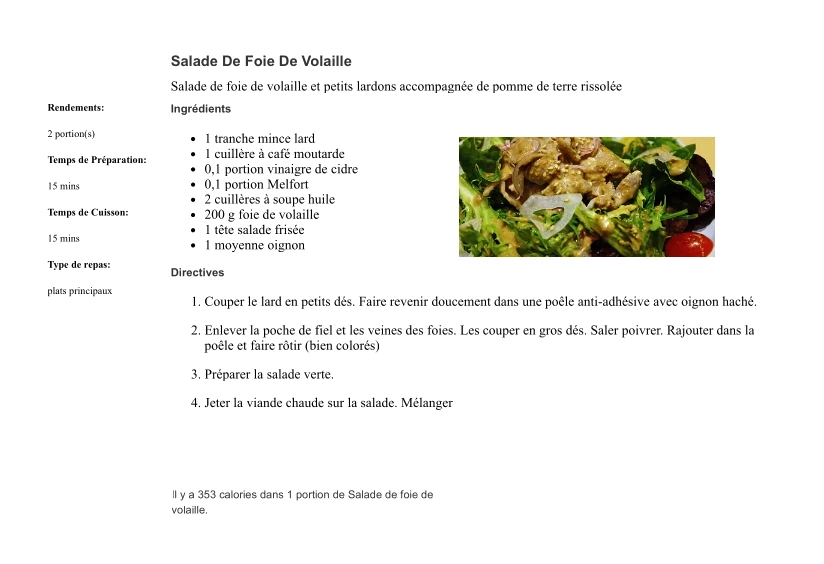 Salade de Foie de Volaille