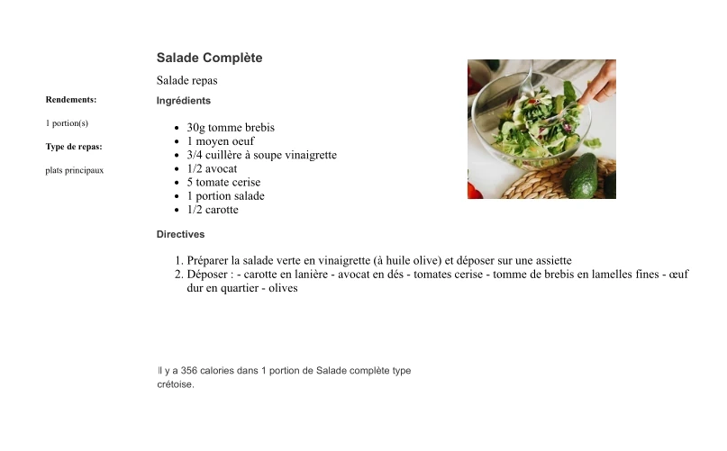 Salade Complète Type Crétoise