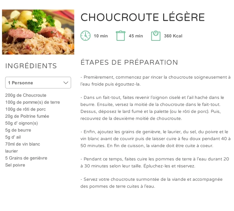 Choucroute Légère
