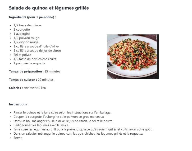 Salade de Quinoa et Légumes Grillés