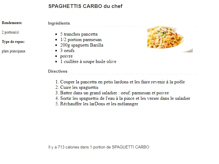 Spaghettis Carbo du Chef